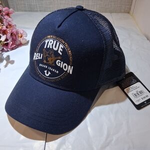TRUE RDLIGION Men's Cap BHUDDA TRUCKER HAT Blue Mesh BRAND-NEW w/tag ❤️💖